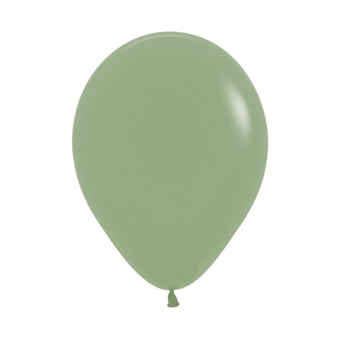 Single inflated 11-inch Eucalyptus Green color latex balloon