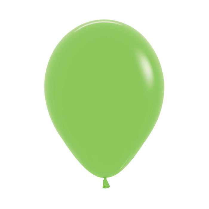 Single inflated 11-inch Lime Green color latex balloon