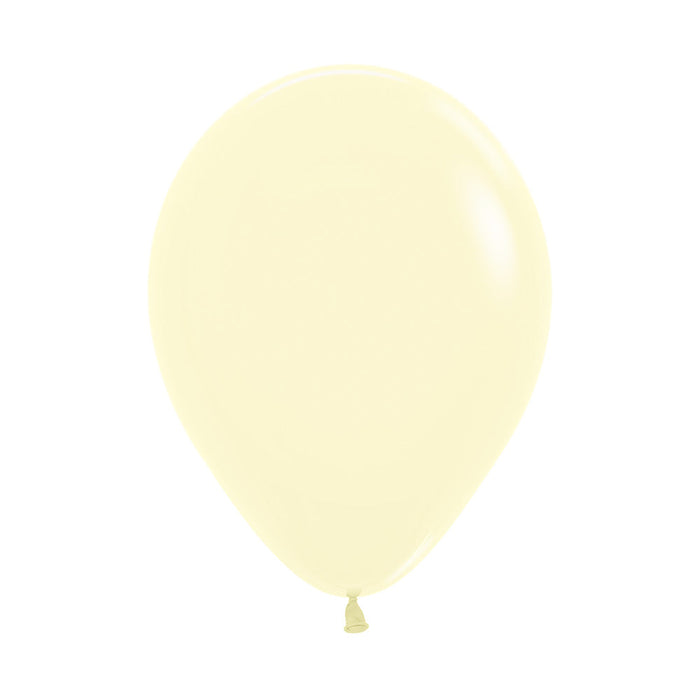 Single inflated 11-inch Pastel Matte Yellow color latex balloon