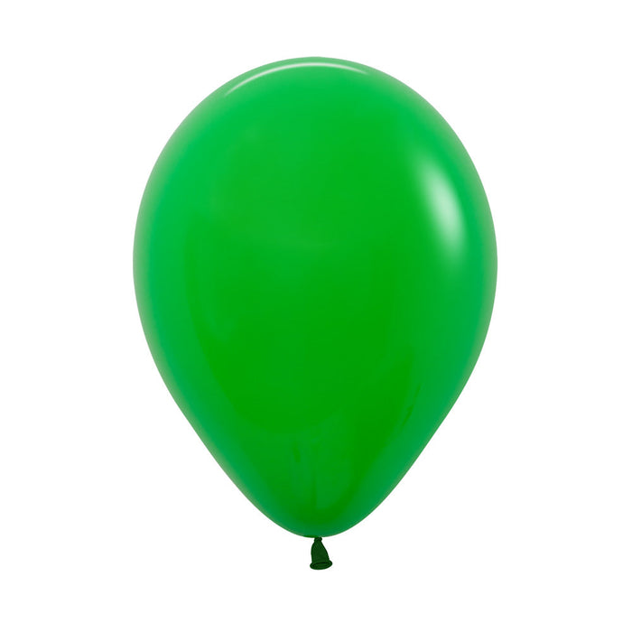 Single inflated 11-inch Shamrock Green color latex balloon