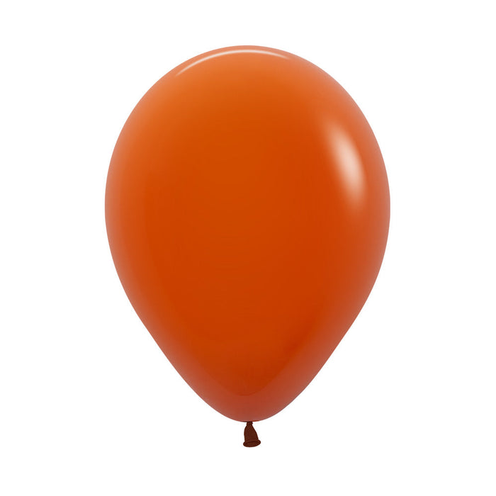 Single inflated 11-inch Sunset Orange color latex balloon