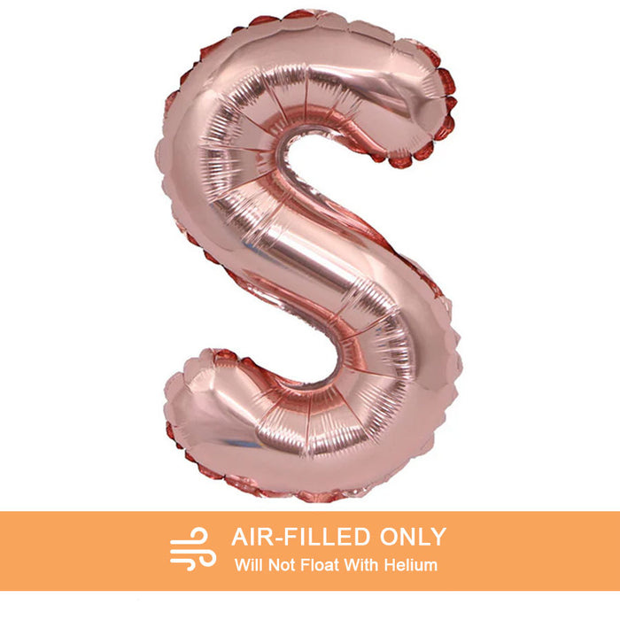 Air Filled Rose Gold Mylar Letter Balloon, 16" | 1 ct