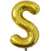 A 34-inch Gold Jumbo Metallic Balloon in the letter S.