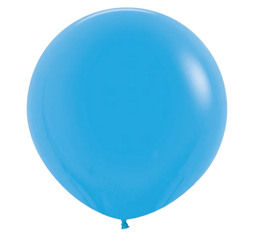 Single inflated 36-inch blue latex balloon