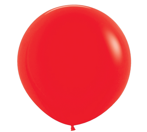 Single inflated 36-inch red latex balloon