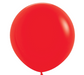 Single inflated 36-inch red latex balloon