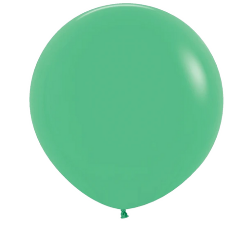 Single inflated 36-inch green latex balloon