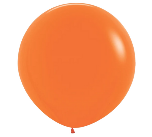 Single inflated 36-inch orange latex balloon