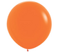 Single inflated 36-inch orange latex balloon