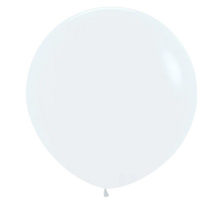 Single inflated 36-inch white latex balloon