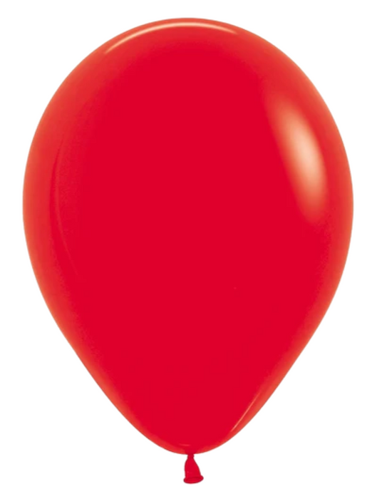 Single inflated 11-inch red latex balloon