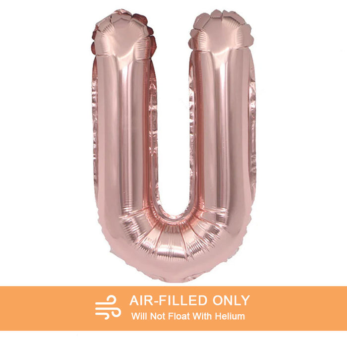 Air Filled Rose Gold Mylar Letter Balloon, 16" | 1 ct