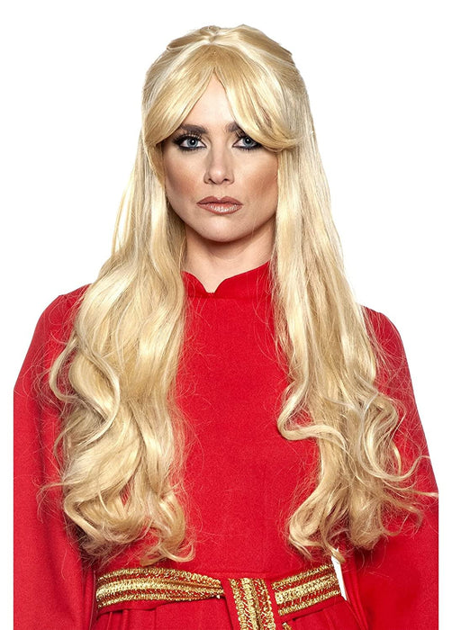 A women wearing a The Princess Bride Buttercup Adult Wig.