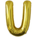 A 34-inch Gold Jumbo Metallic Balloon in the letter U.