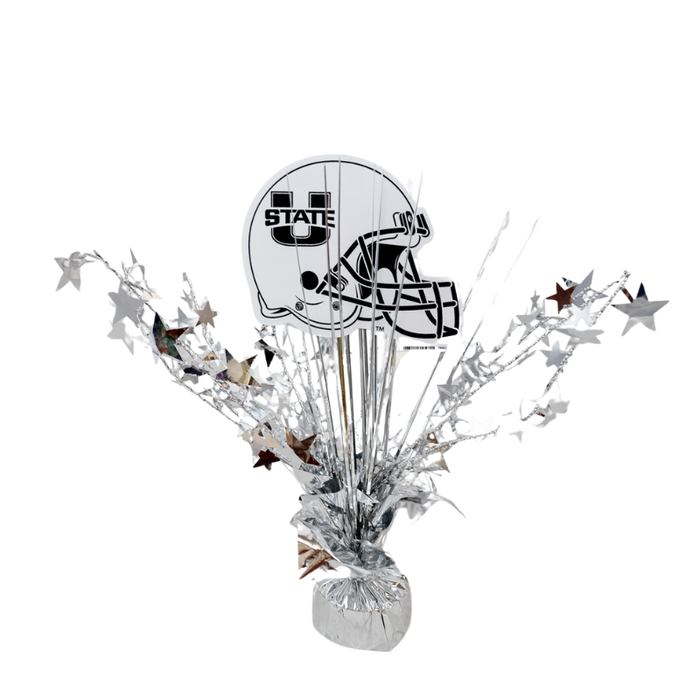 A 14 inch USU Football Helmet Centerpiece Spray.