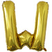 A 34-inch Gold Jumbo Metallic Balloon in the letter w.