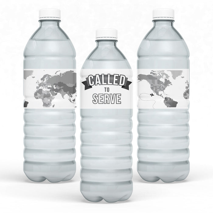 Missionary Called To Serve Black and White Water Bottle Label | 12 ct