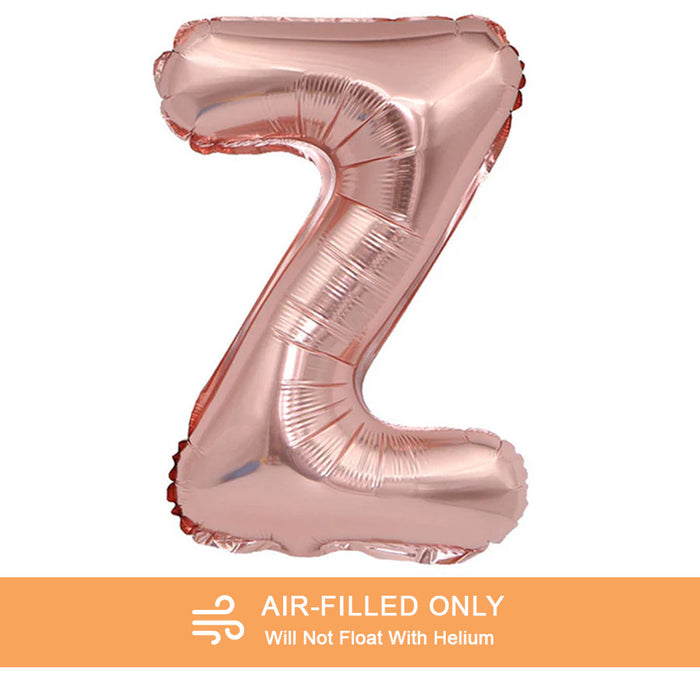 Air Filled Rose Gold Mylar Letter Balloon, 16" | 1 ct