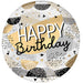 Happy Birthday Black & Gold Clearz Balloon, 18"