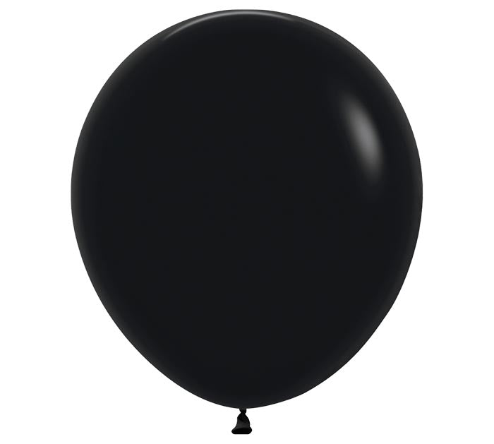 Single inflated 18-inch black latex balloon