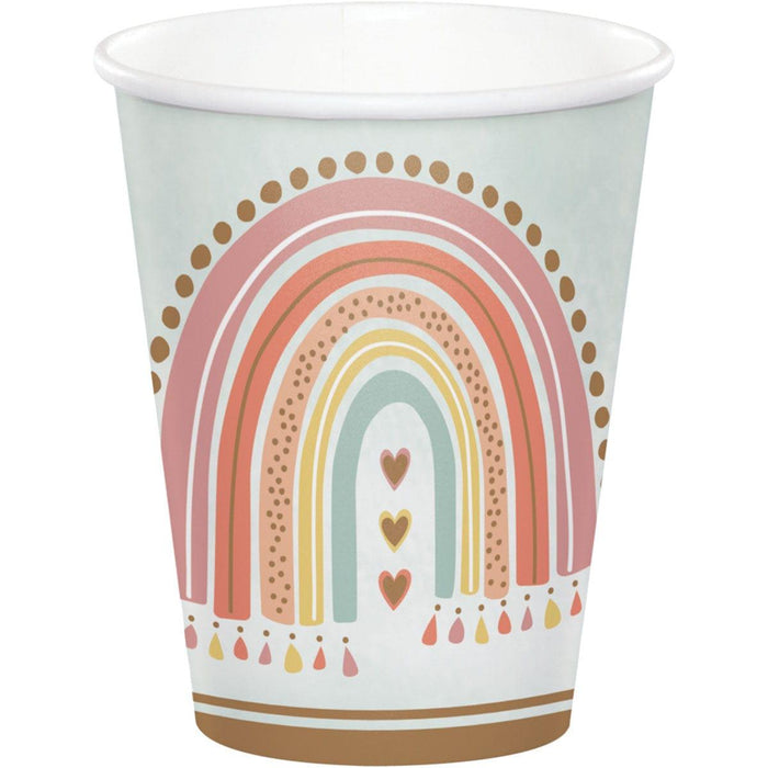 Boho Rainbow Paper Cups 9oz | 8ct