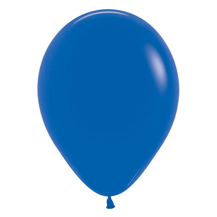 Single inflated 11-inch Royal Blue color latex balloon