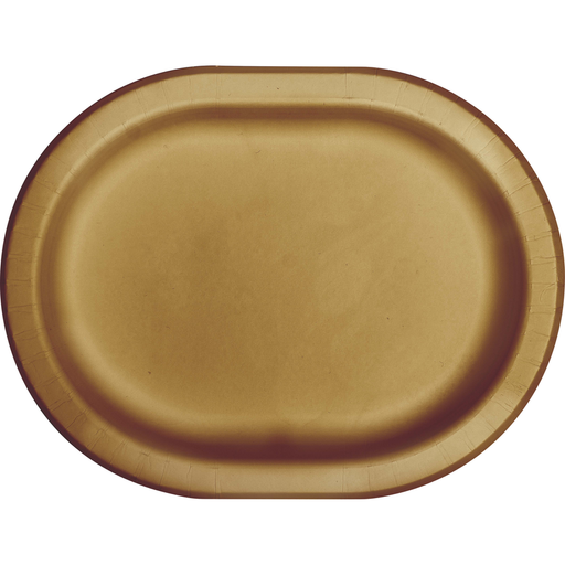 A 12-Inch Gold Oval Platter. Comes in a pack of 8.