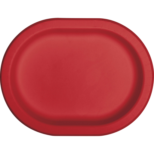 A 12-Inch Red Oval Platter. Comes in a pack of 8.