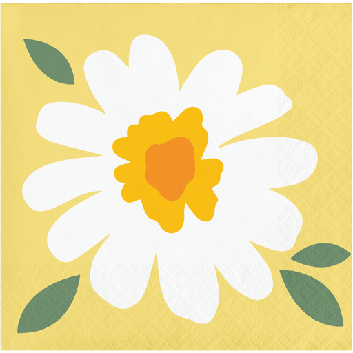 A Sweet Daisy Baby Paper Beverage Napkin. Comes in a pack of 16.