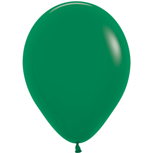 Single inflated 11-inch Forest Green color latex balloon