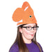 A girl wearing a Clown Fish Hat.