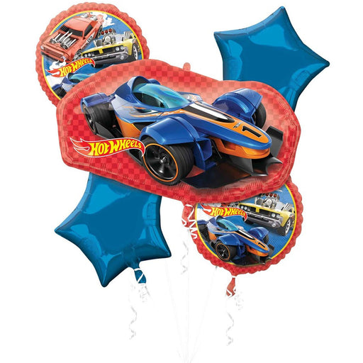 A 5 piece Hot Wheels Mylar Balloon Bouquet.