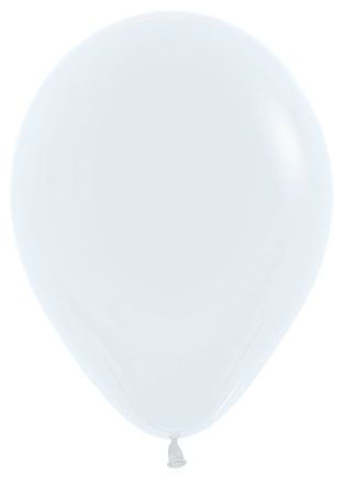 Single inflated 18-inch white latex balloon