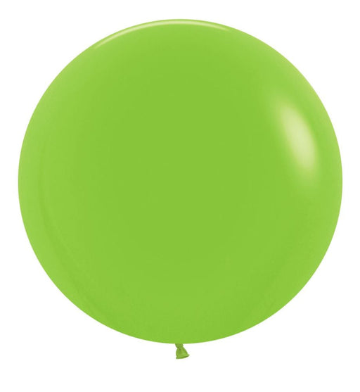 Single inflated 24-inch Lime Green color latex balloon