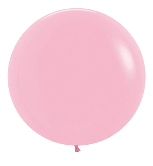 Single inflated 24-inch Bubble Gum Pink color latex balloon