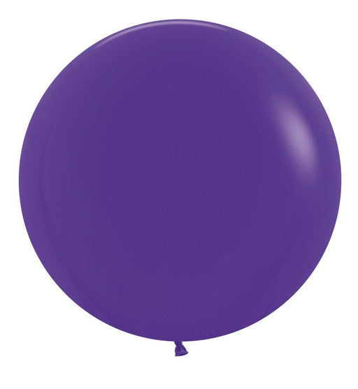 Single inflated 24-inch violet latex balloon