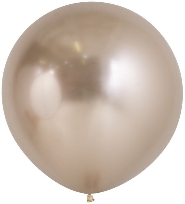 Single inflated 24-inch Reflex Champagne color latex balloon