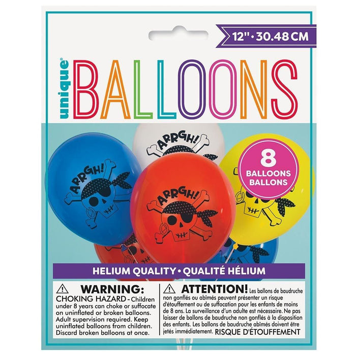 12" Ahoy Pirate Latex Balloon Pack | 8 ct