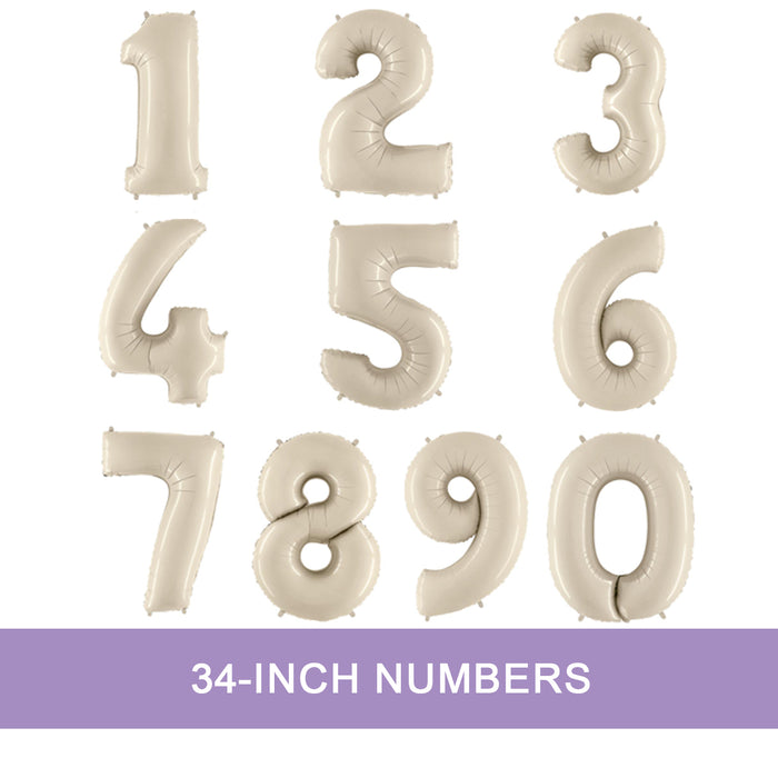 White Sand Jumbo Number Balloons 34" | 1 ct