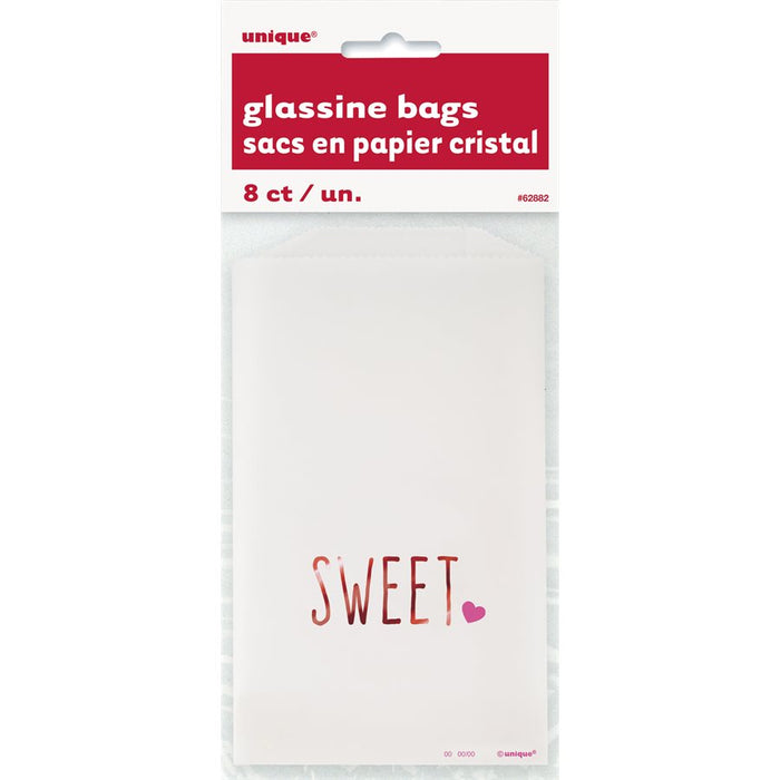 Valentine’s Day Metallic red "sweet" glassine paper bags | 8 ct