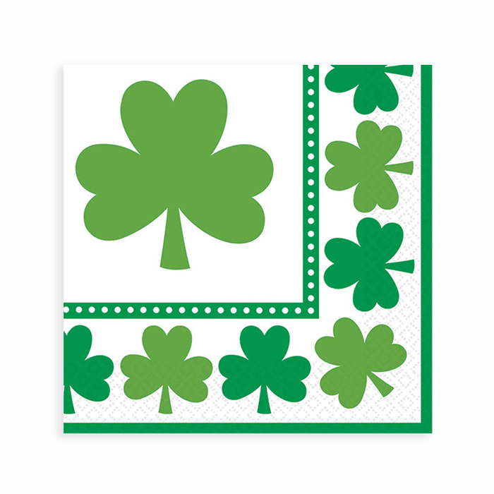 Lucky Shamrocks Beverage Napkins 5"  | 16ct