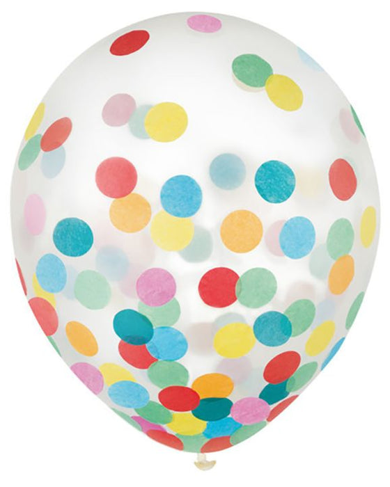 12" Multi-Color Confetti Latex Balloon Pack | 6 ct