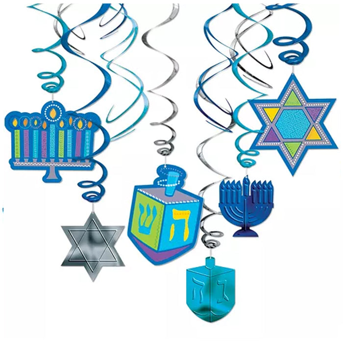 Hanukkah Hanging Swirl Decorations | 12ct