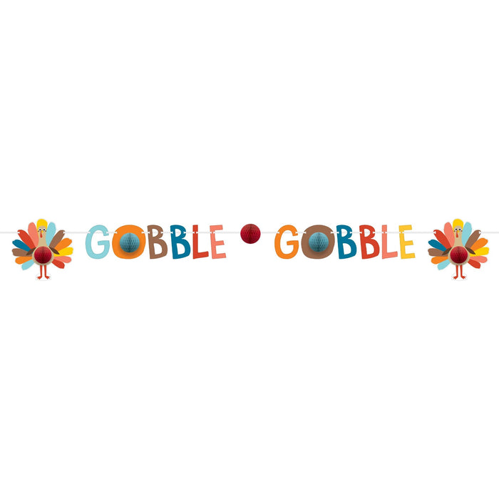 Happy Turkey Day Honeycomb Banner 6' | 1 ct