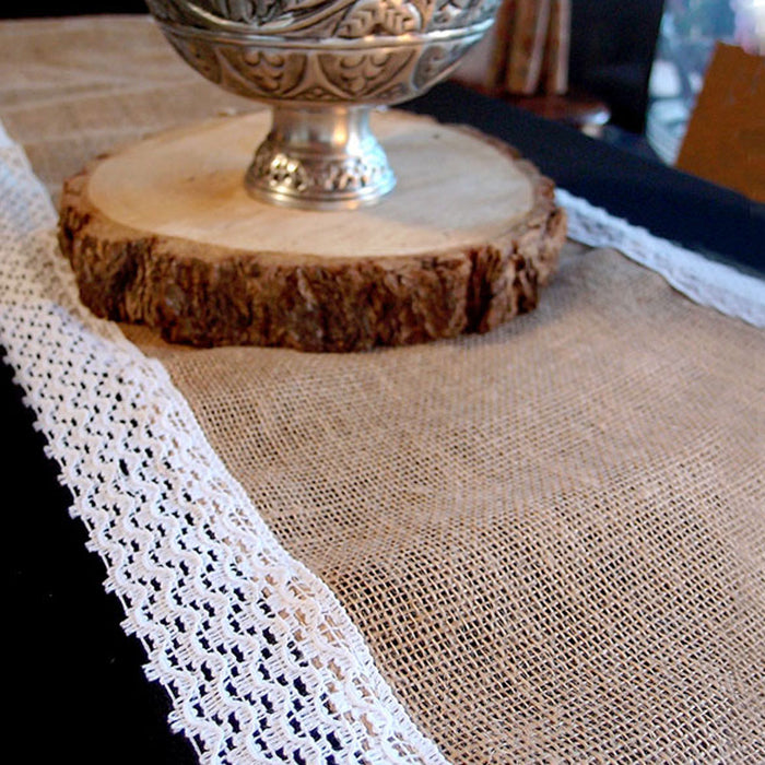 Burlap Jute & Lace Table Runner 12 1/2" x 108" | 1 ct