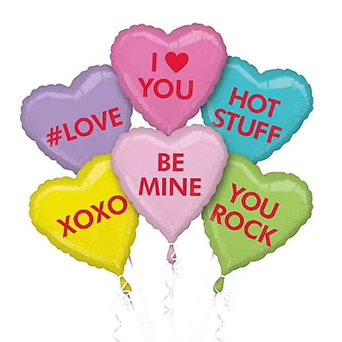 Valentine's Day Conversation Heart Balloon Bouquet  | 6pcs