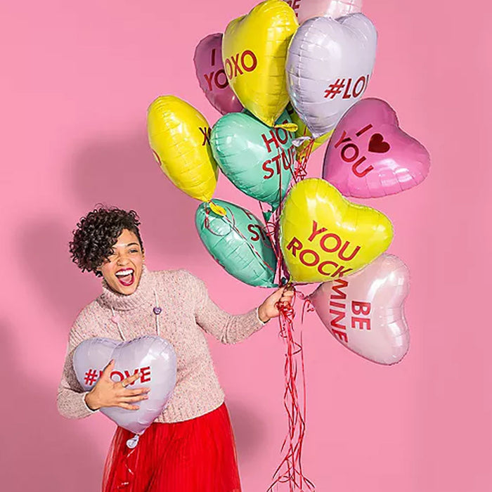 Valentine's Day Conversation Heart Balloon Bouquet  | 6pcs