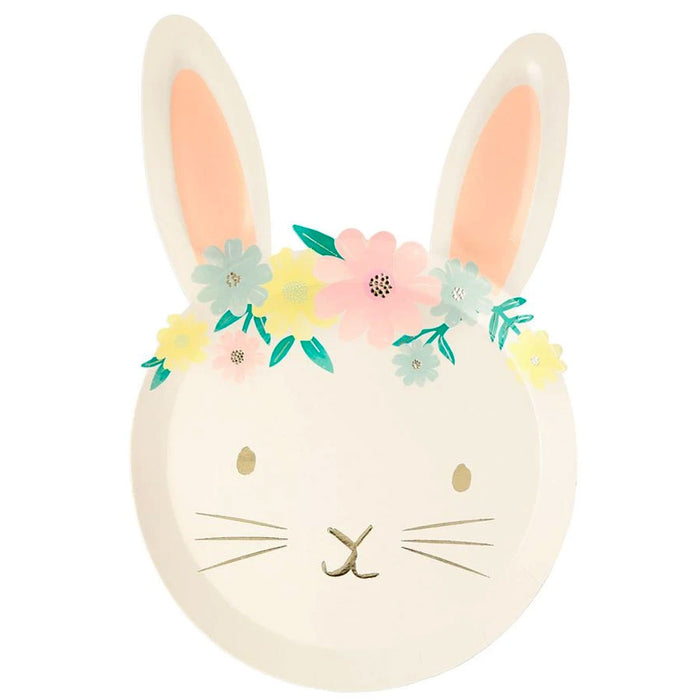 Large Floral Bunny  Plates 9" | 8 ct