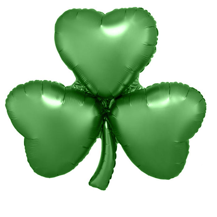 Satin Emerald Green Shamrock Supershape Foil Balloon 29" | 1ct