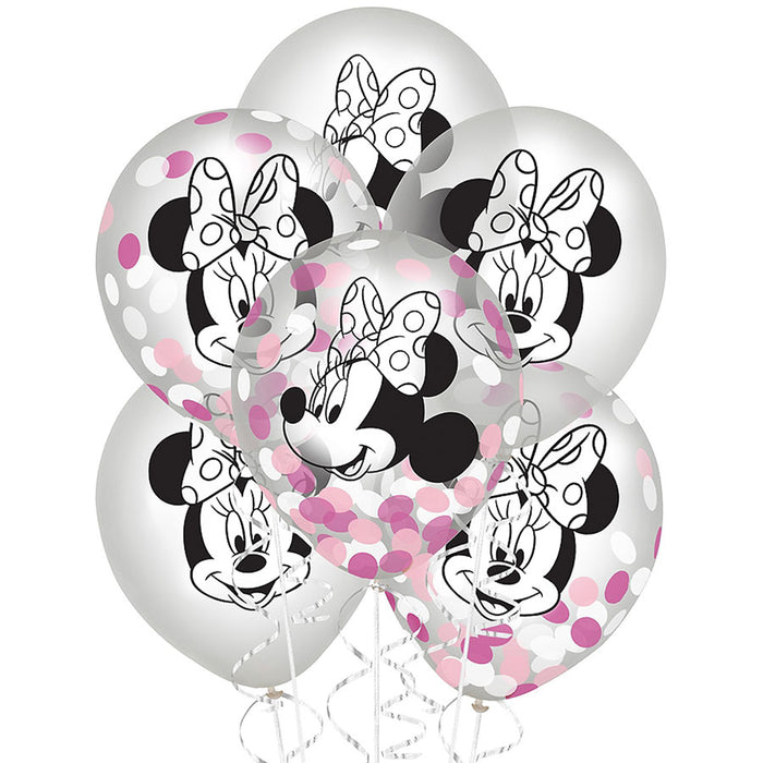 12" Minnie Mouse Latex Confetti Balloon Pack | 6 ct